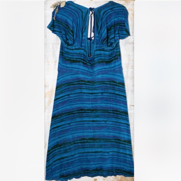 Anthropologie Plenty Blue Multi Striped Dress, L - Picture 2 of 4